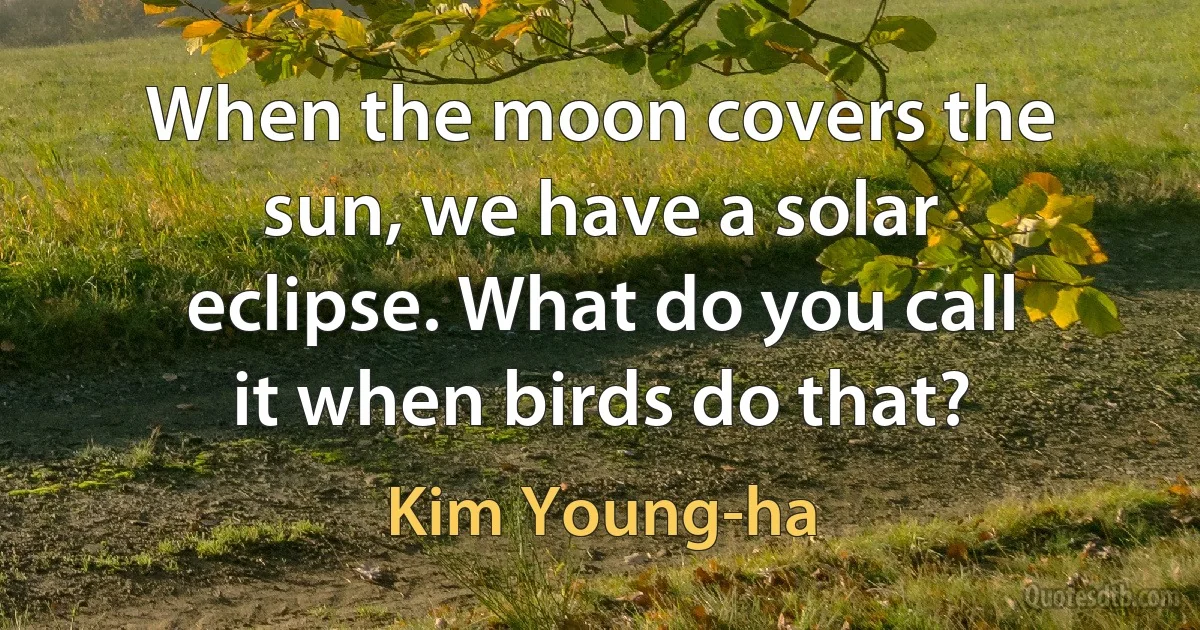 When the moon covers the sun, we have a solar eclipse. What do you call it when birds do that? (Kim Young-ha)