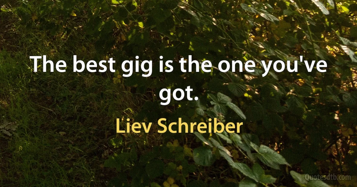 The best gig is the one you've got. (Liev Schreiber)