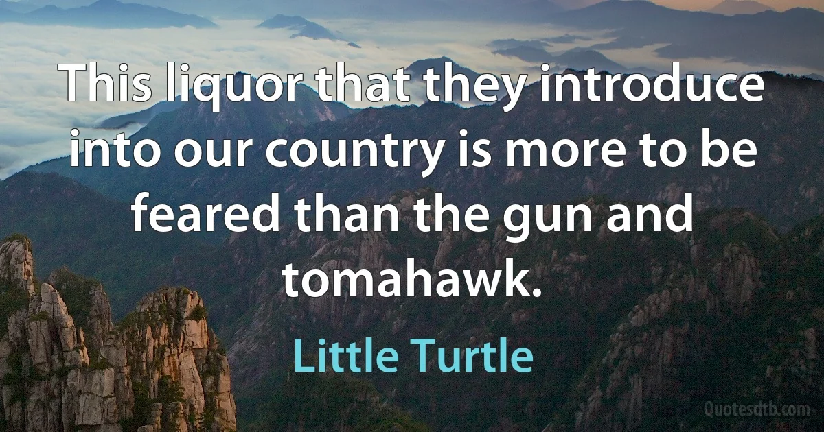 This liquor that they introduce into our country is more to be feared than the gun and tomahawk. (Little Turtle)