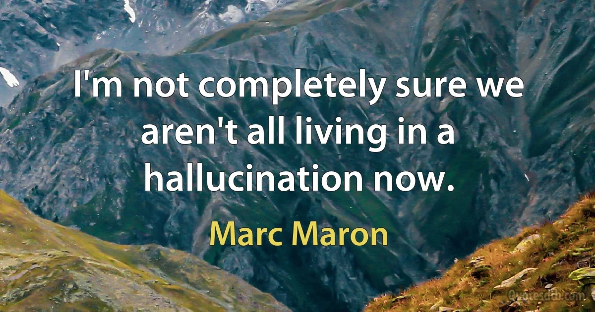 I'm not completely sure we aren't all living in a hallucination now. (Marc Maron)