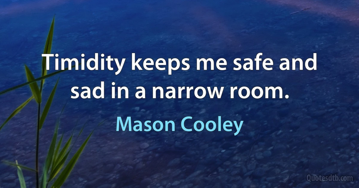 Timidity keeps me safe and sad in a narrow room. (Mason Cooley)