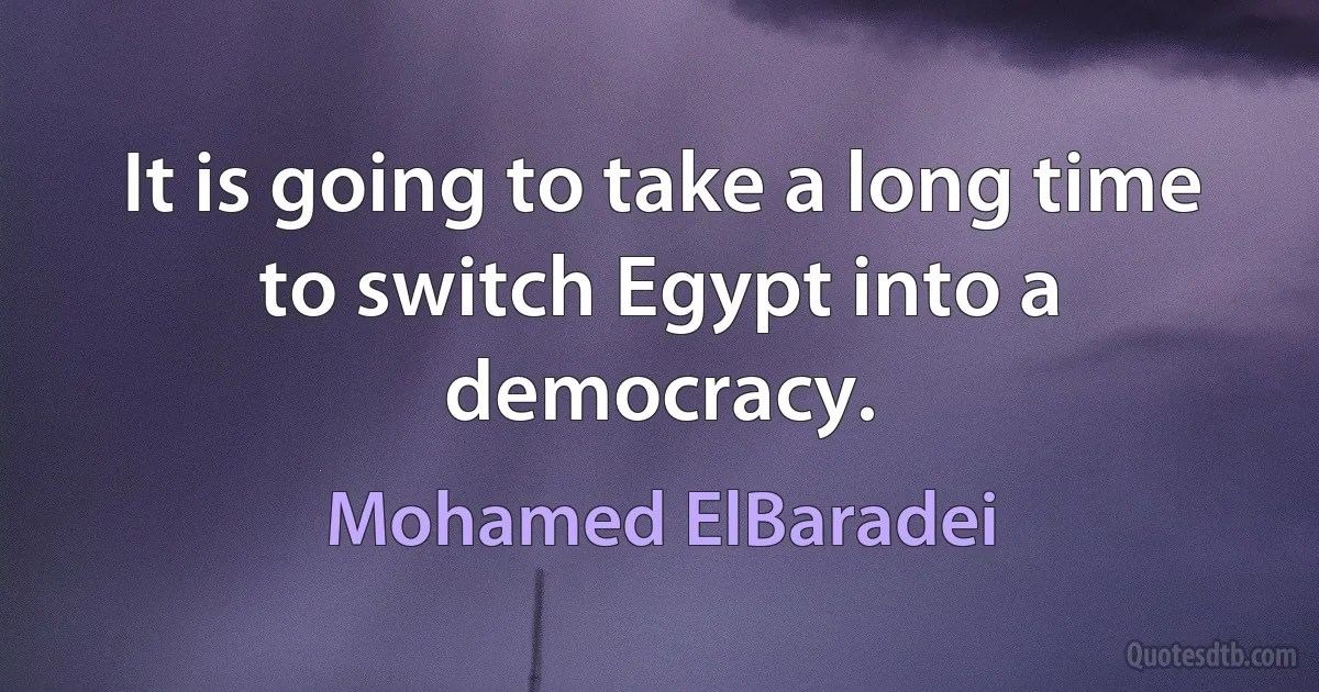 It is going to take a long time to switch Egypt into a democracy. (Mohamed ElBaradei)