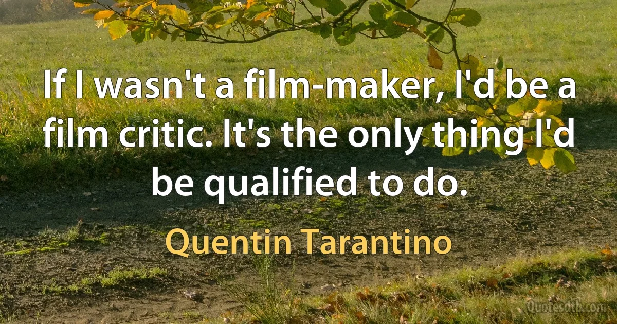 If I wasn't a film-maker, I'd be a film critic. It's the only thing I'd be qualified to do. (Quentin Tarantino)