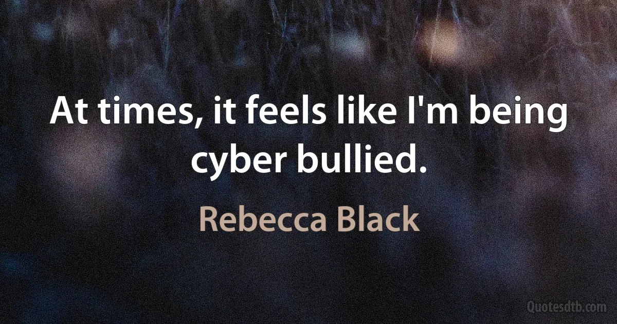 At times, it feels like I'm being cyber bullied. (Rebecca Black)