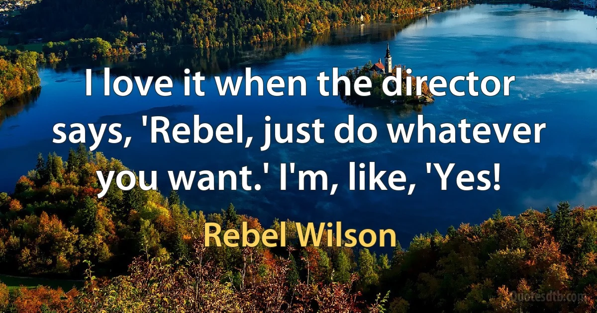 I love it when the director says, 'Rebel, just do whatever you want.' I'm, like, 'Yes! (Rebel Wilson)