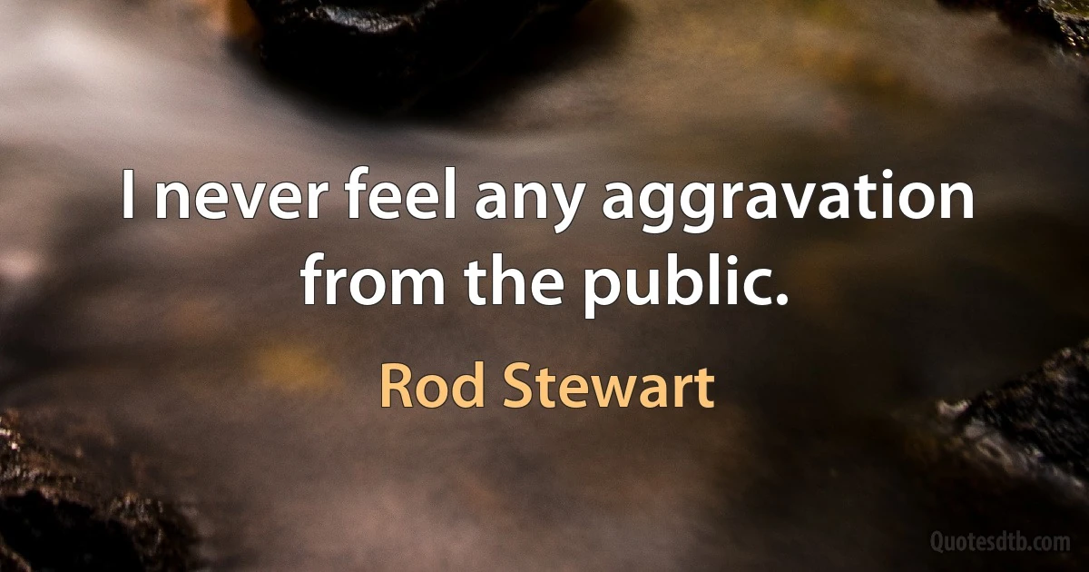 I never feel any aggravation from the public. (Rod Stewart)