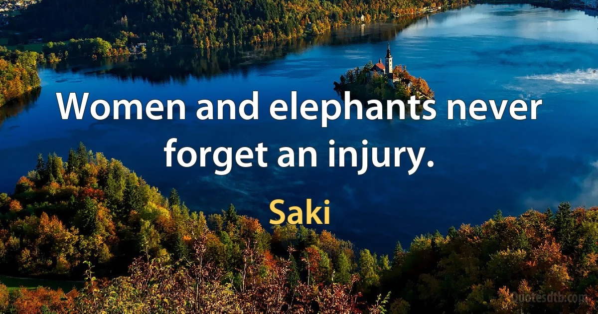 Women and elephants never forget an injury. (Saki)