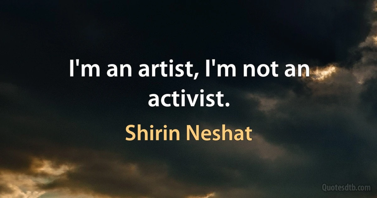 I'm an artist, I'm not an activist. (Shirin Neshat)