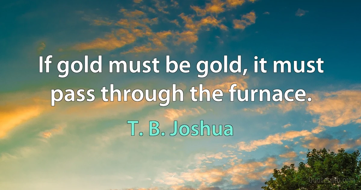 If gold must be gold, it must pass through the furnace. (T. B. Joshua)