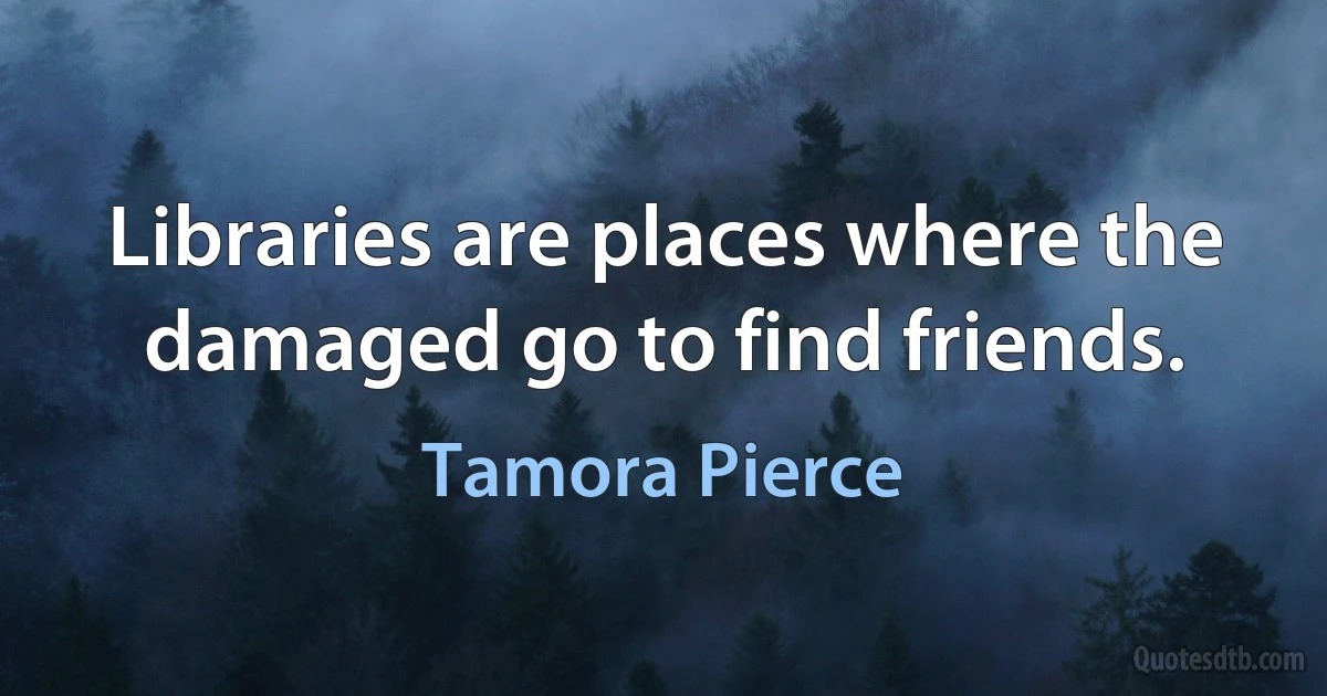 Libraries are places where the damaged go to find friends. (Tamora Pierce)