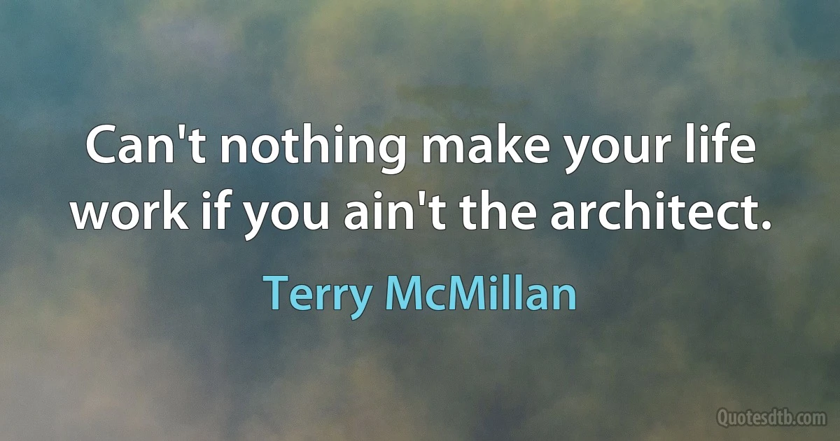 Can't nothing make your life work if you ain't the architect. (Terry McMillan)