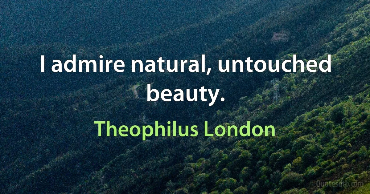 I admire natural, untouched beauty. (Theophilus London)