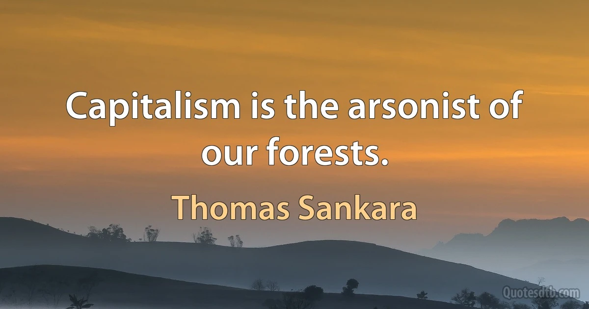 Capitalism is the arsonist of our forests. (Thomas Sankara)