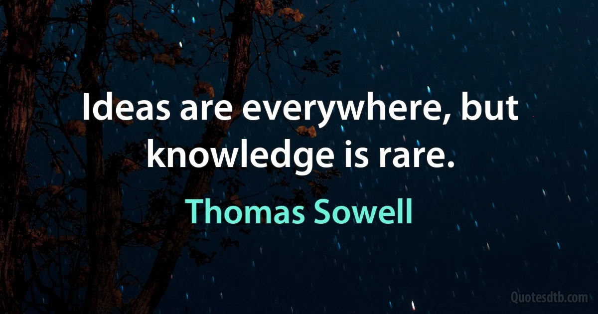 Ideas are everywhere, but knowledge is rare. (Thomas Sowell)