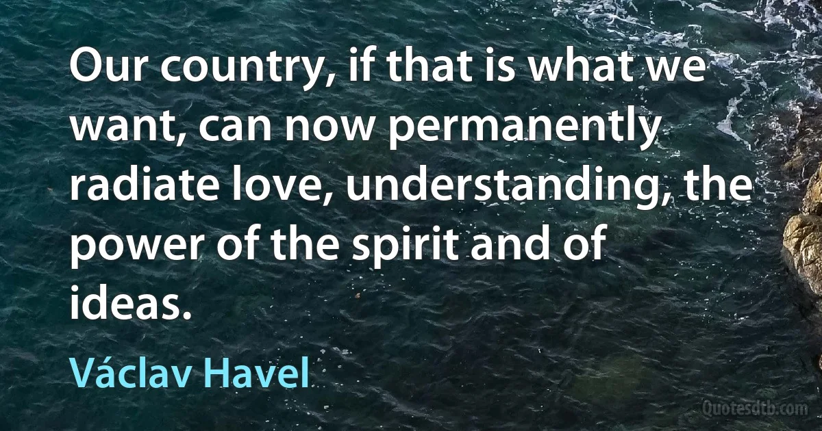 Our country, if that is what we want, can now permanently radiate love, understanding, the power of the spirit and of ideas. (Václav Havel)