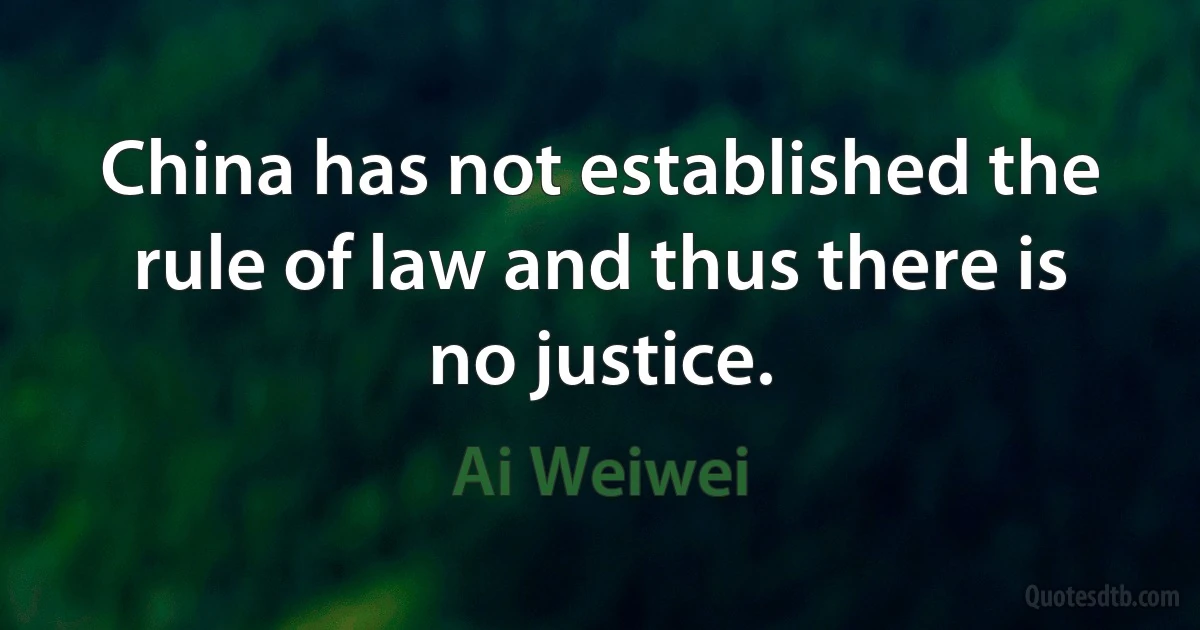 China has not established the rule of law and thus there is no justice. (Ai Weiwei)