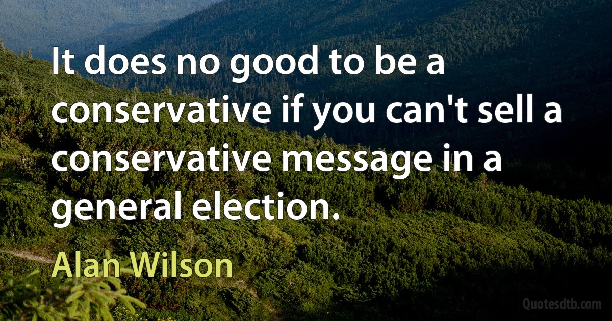 It does no good to be a conservative if you can't sell a conservative message in a general election. (Alan Wilson)