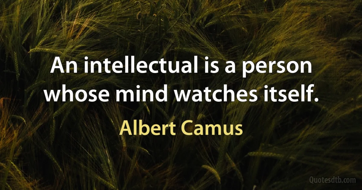 An intellectual is a person whose mind watches itself. (Albert Camus)