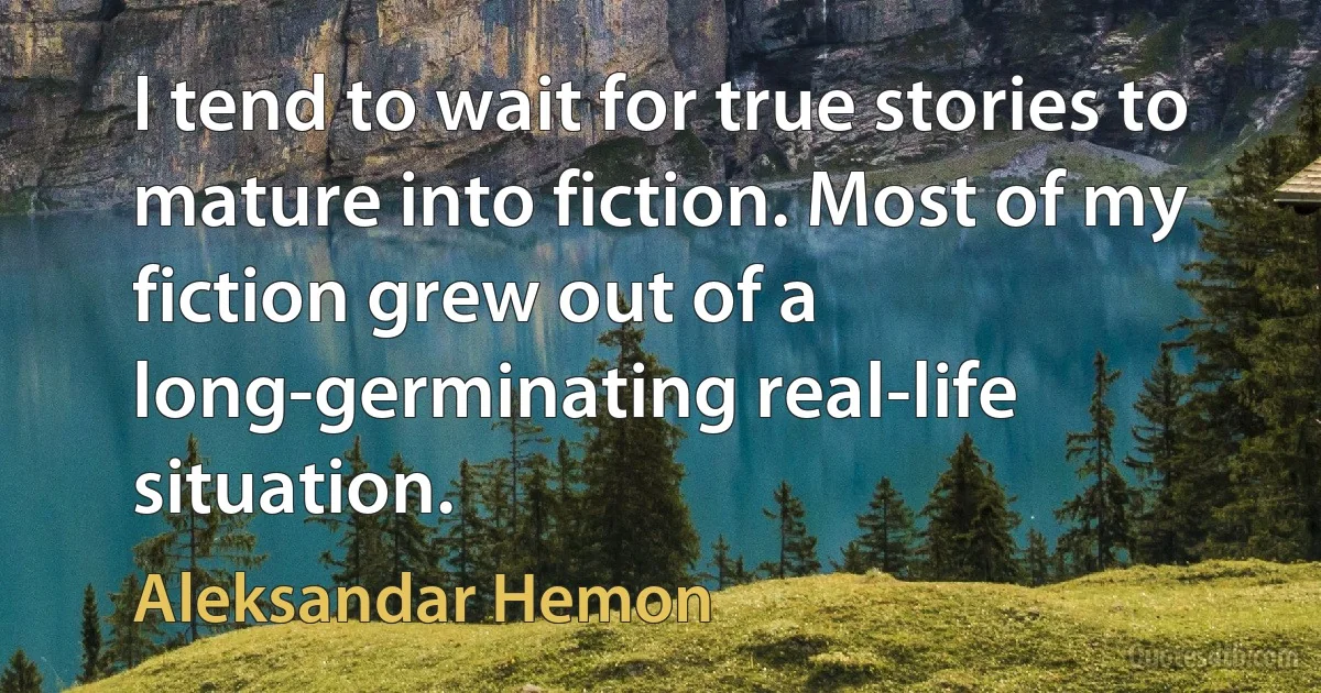 I tend to wait for true stories to mature into fiction. Most of my fiction grew out of a long-germinating real-life situation. (Aleksandar Hemon)