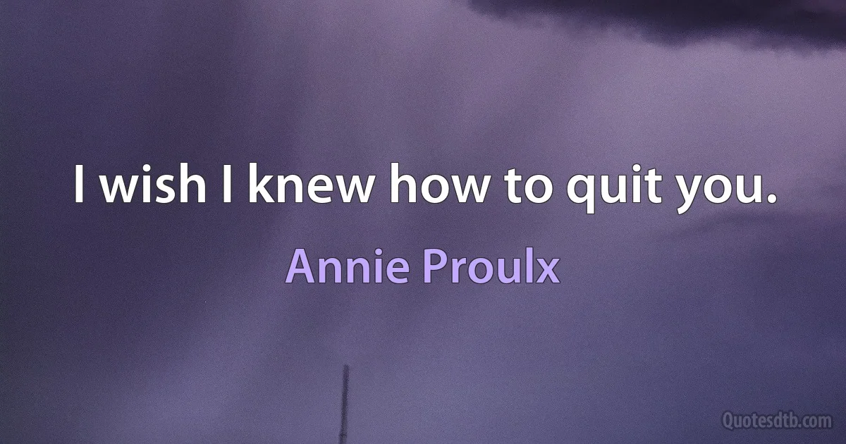 I wish I knew how to quit you. (Annie Proulx)