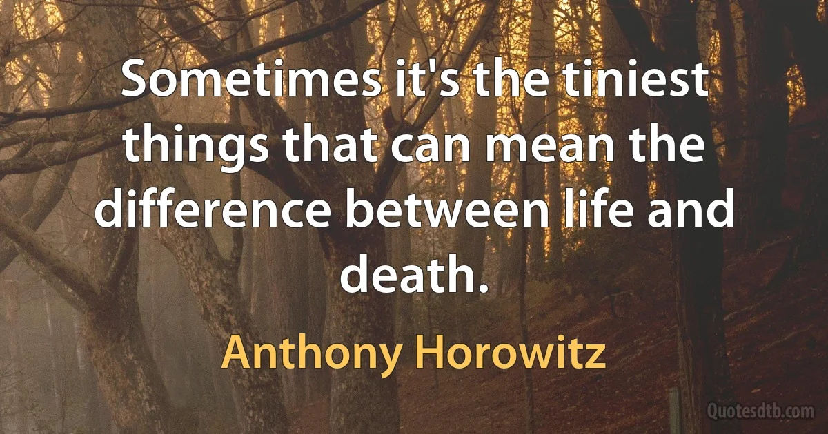 Sometimes it's the tiniest things that can mean the difference between life and death. (Anthony Horowitz)