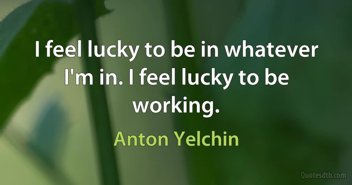 I feel lucky to be in whatever I'm in. I feel lucky to be working. (Anton Yelchin)