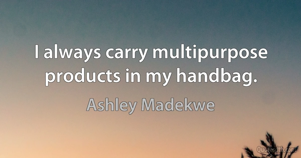 I always carry multipurpose products in my handbag. (Ashley Madekwe)