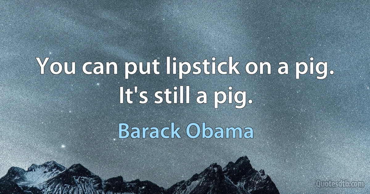 You can put lipstick on a pig. It's still a pig. (Barack Obama)