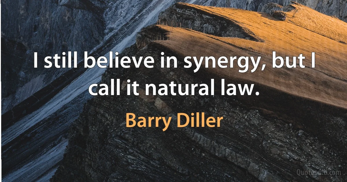 I still believe in synergy, but I call it natural law. (Barry Diller)