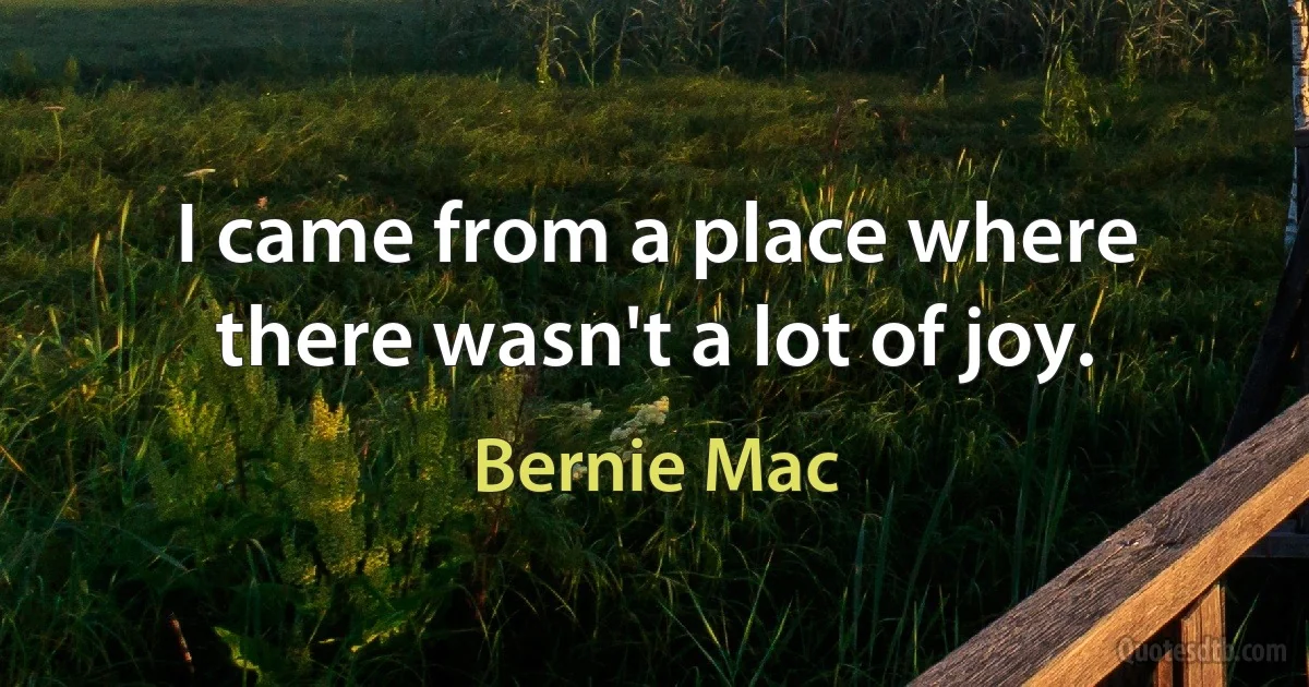 I came from a place where there wasn't a lot of joy. (Bernie Mac)