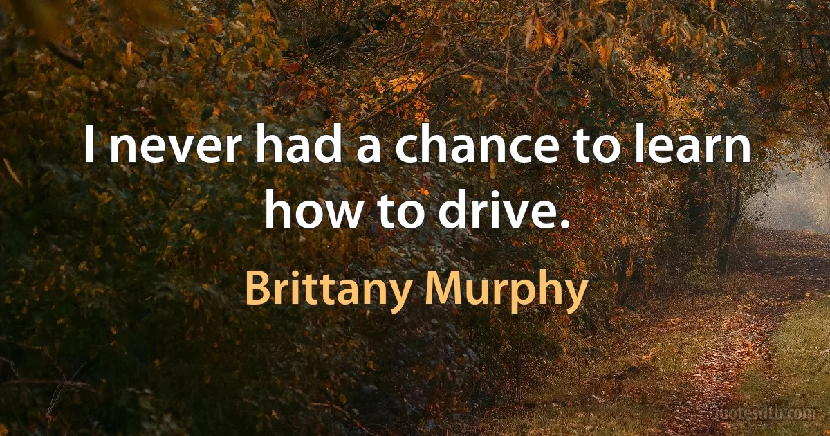 I never had a chance to learn how to drive. (Brittany Murphy)