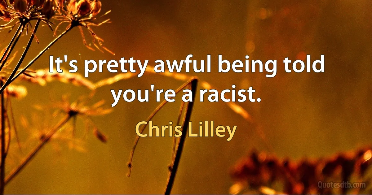 It's pretty awful being told you're a racist. (Chris Lilley)