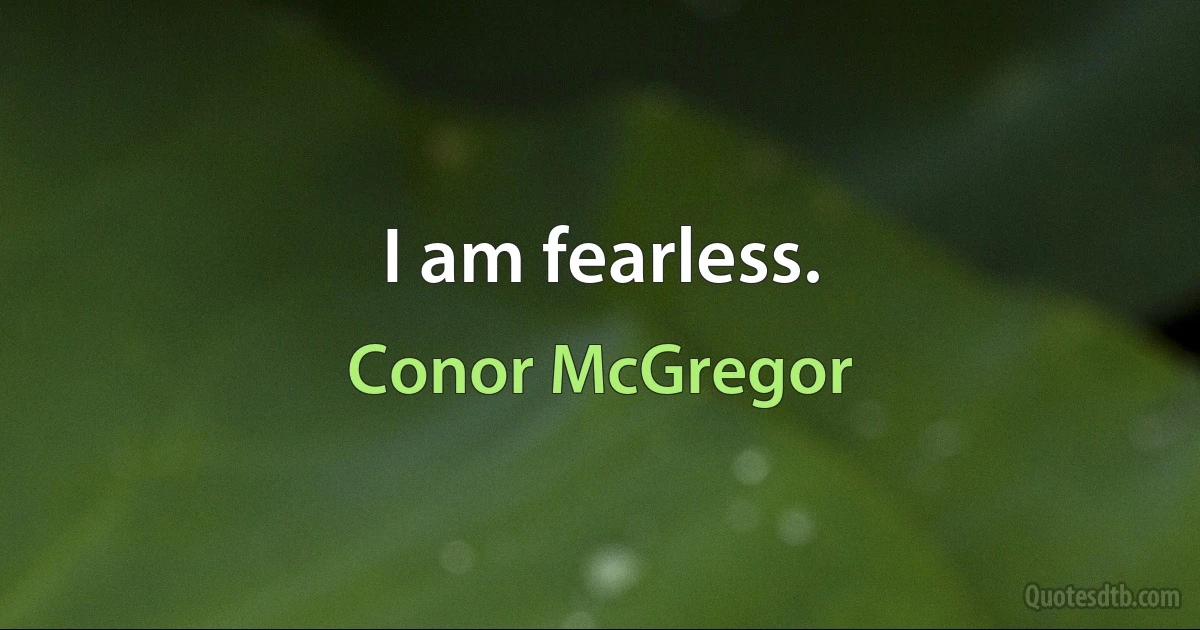 I am fearless. (Conor McGregor)