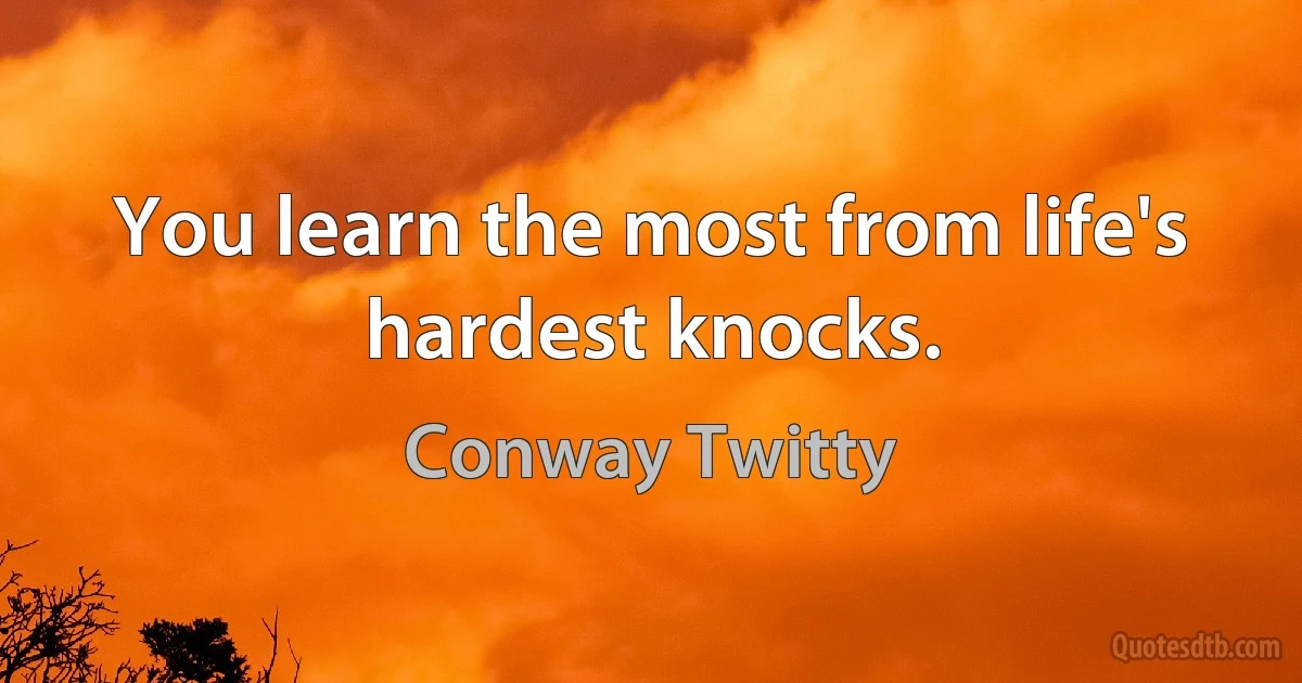 You learn the most from life's hardest knocks. (Conway Twitty)