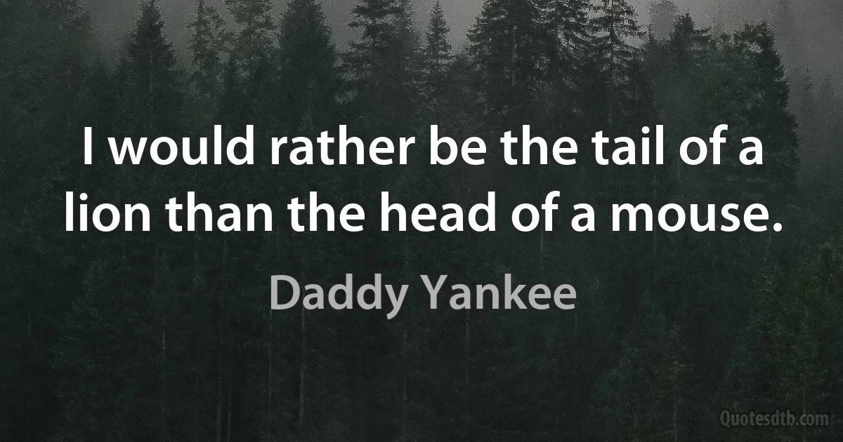 I would rather be the tail of a lion than the head of a mouse. (Daddy Yankee)