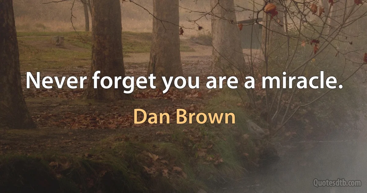 Never forget you are a miracle. (Dan Brown)