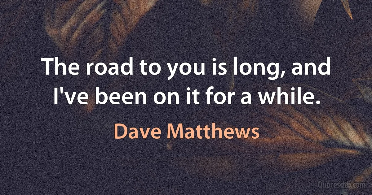 The road to you is long, and I've been on it for a while. (Dave Matthews)