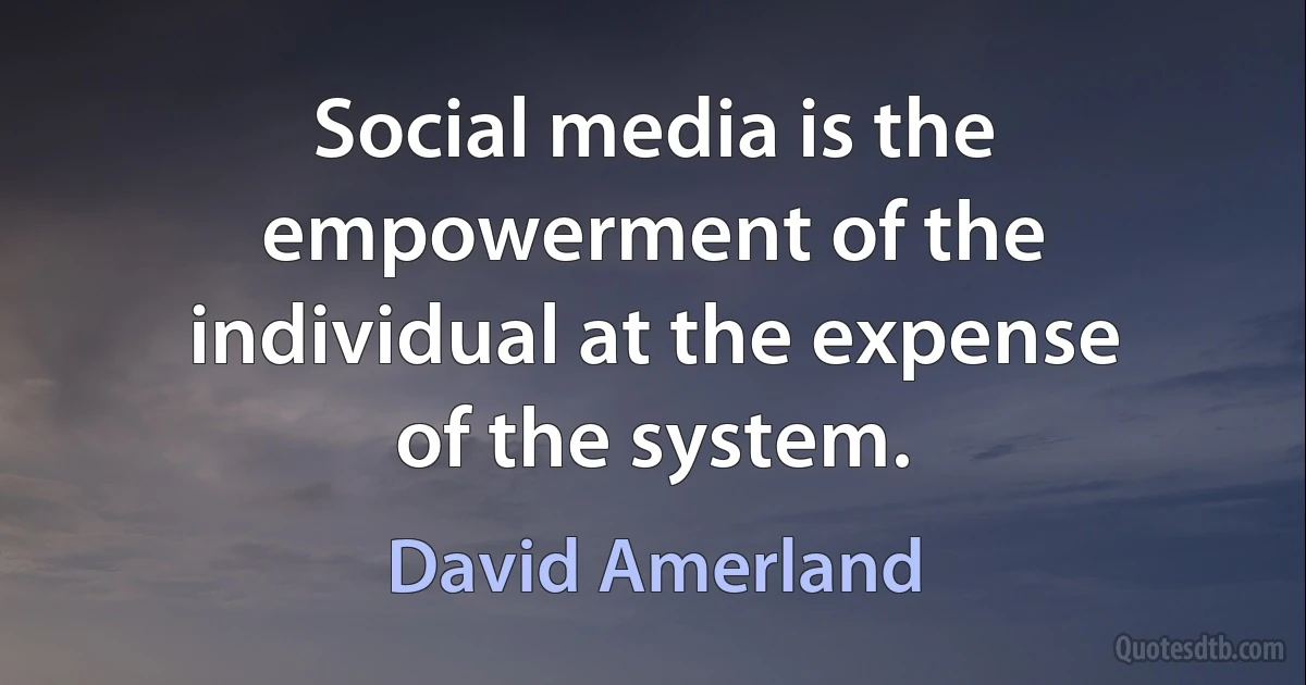 Social media is the empowerment of the individual at the expense of the system. (David Amerland)