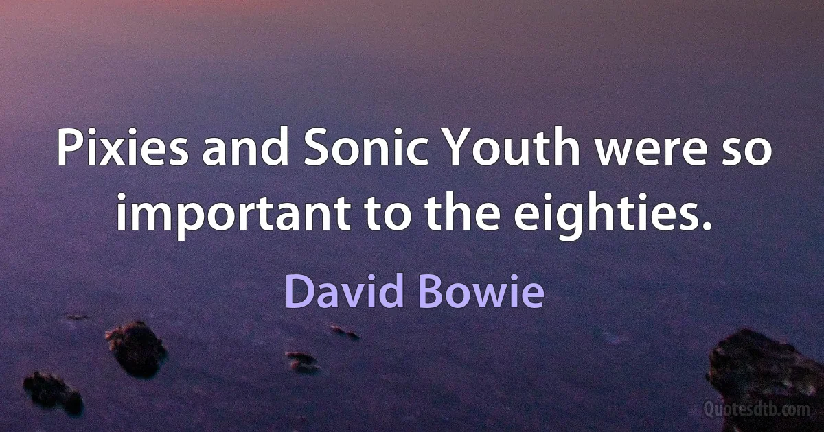 Pixies and Sonic Youth were so important to the eighties. (David Bowie)