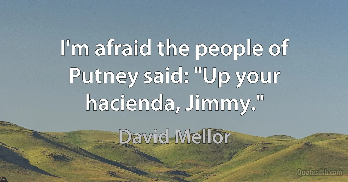 I'm afraid the people of Putney said: "Up your hacienda, Jimmy." (David Mellor)