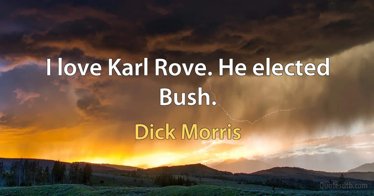 I love Karl Rove. He elected Bush. (Dick Morris)