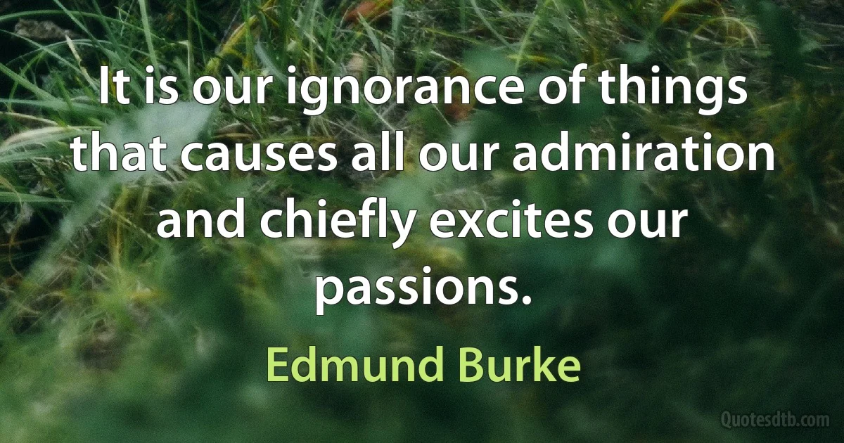 It is our ignorance of things that causes all our admiration and chiefly excites our passions. (Edmund Burke)