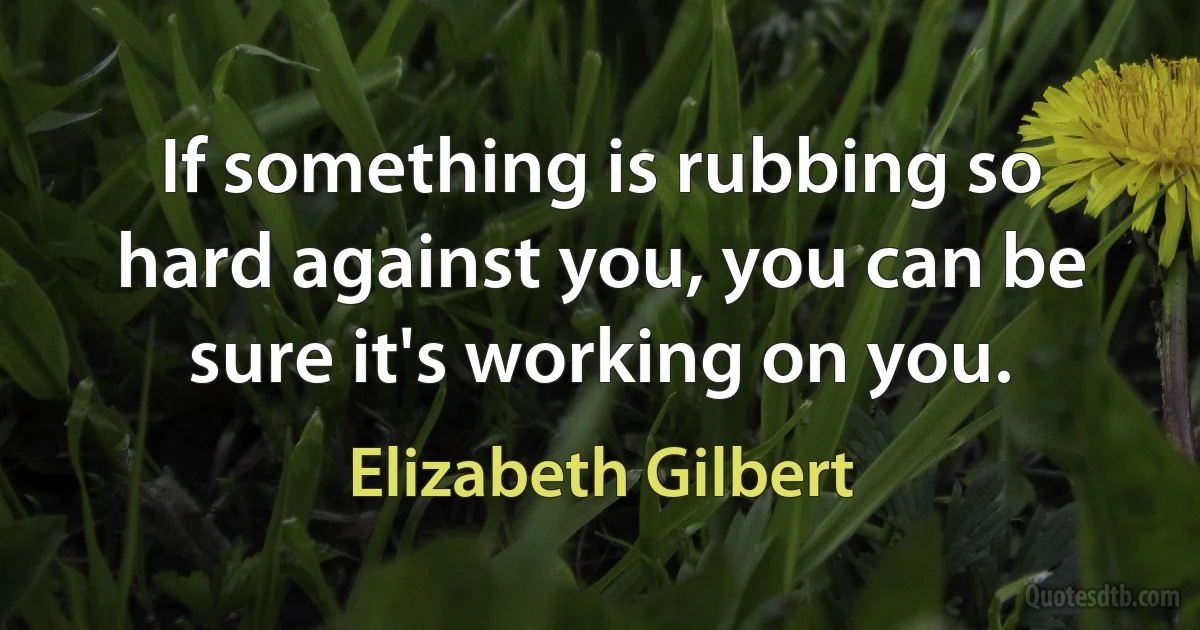 If something is rubbing so hard against you, you can be sure it's working on you. (Elizabeth Gilbert)