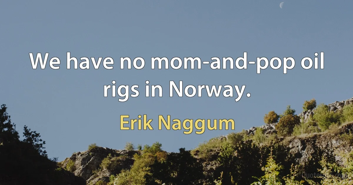 We have no mom-and-pop oil rigs in Norway. (Erik Naggum)