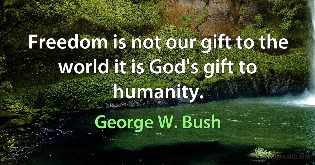 Freedom is not our gift to the world it is God's gift to humanity. (George W. Bush)