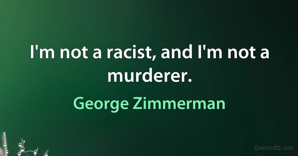 I'm not a racist, and I'm not a murderer. (George Zimmerman)