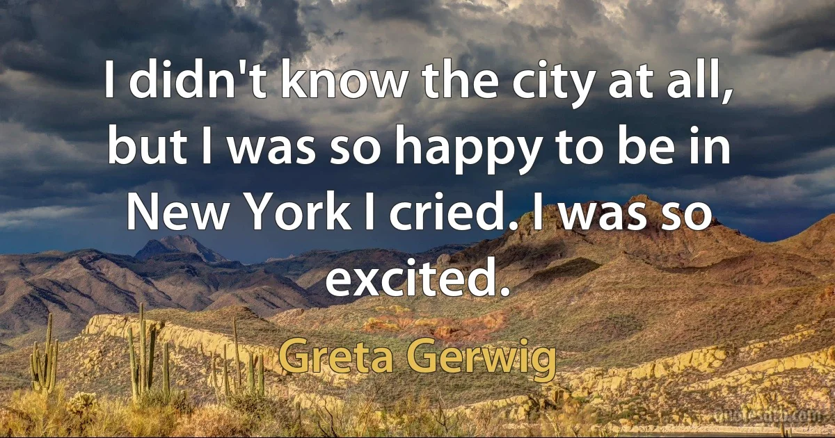 I didn't know the city at all, but I was so happy to be in New York I cried. I was so excited. (Greta Gerwig)