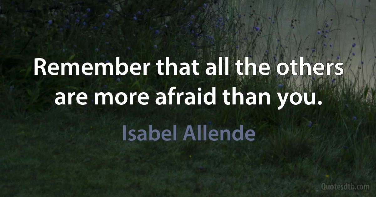 Remember that all the others are more afraid than you. (Isabel Allende)