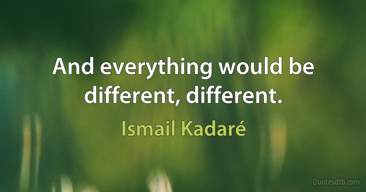 And everything would be different, different. (Ismail Kadaré)