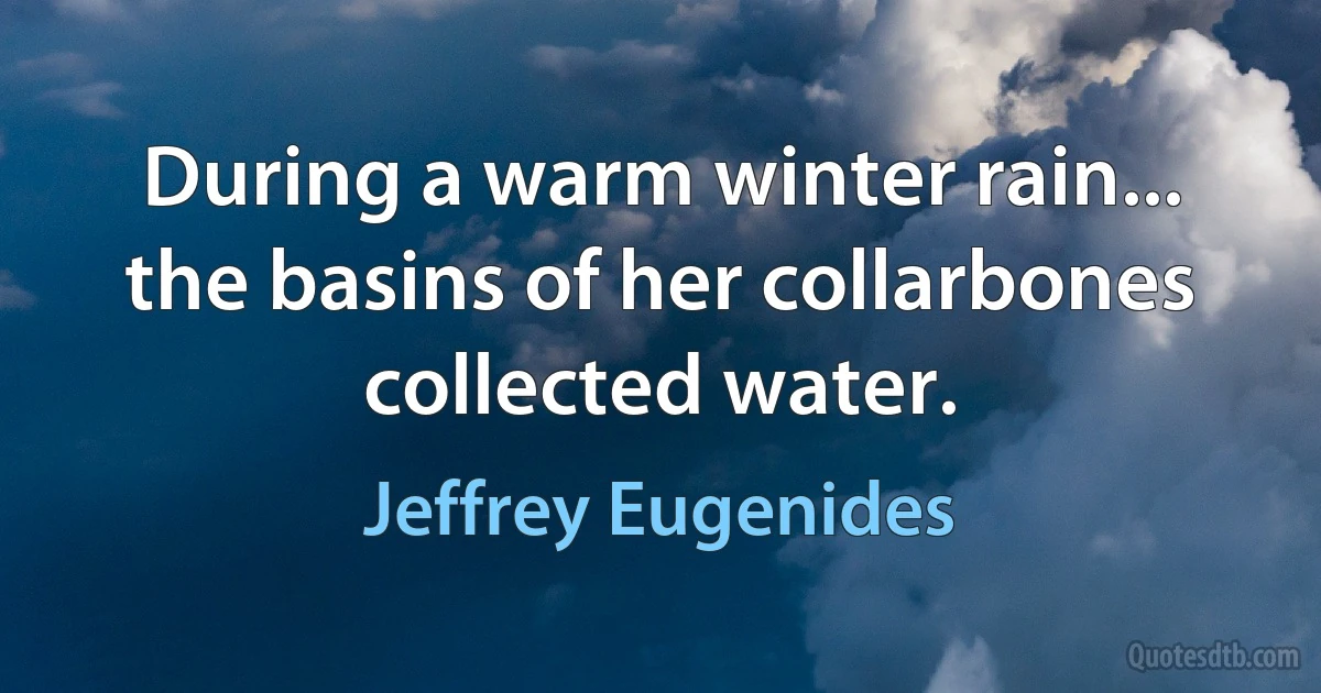 During a warm winter rain... the basins of her collarbones collected water. (Jeffrey Eugenides)